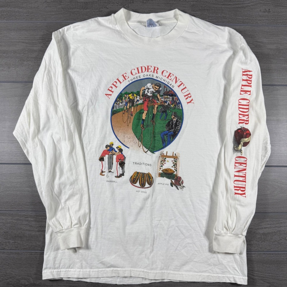 Vintage Hanes Beefy T Apple Cider Century 1999 Long Sleeve Shirt Adult L